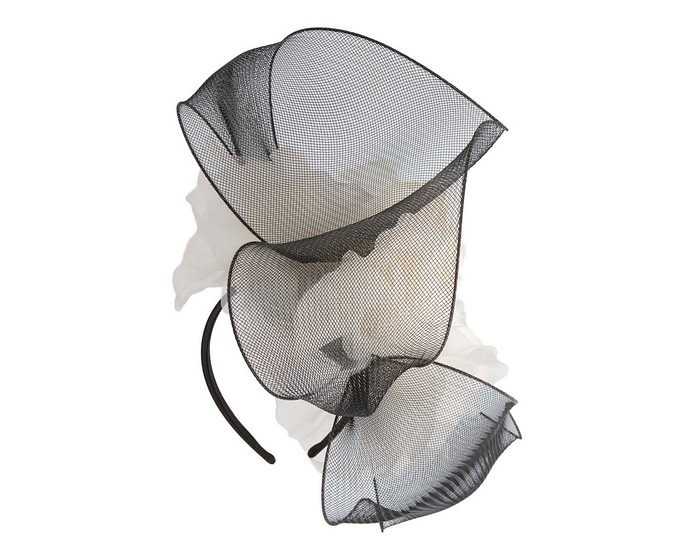 Large structured black & cream fascinator by Fillies Collection - Image 6