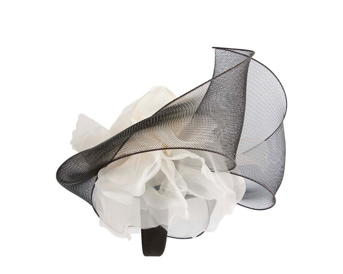 Large structured black & cream fascinator by Fillies Collection - Image 4