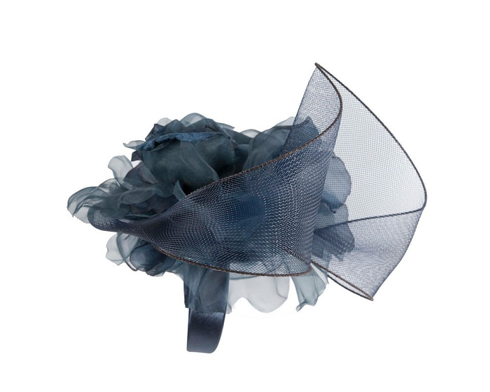Large structured navy fascinator by Fillies Collection - Image 4