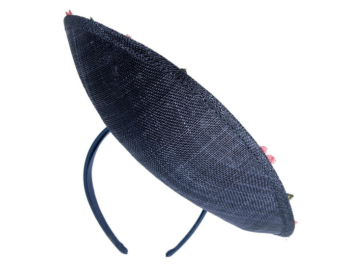 Floral Embroidered Navy Fascinator by Fillies Collection - Image 6