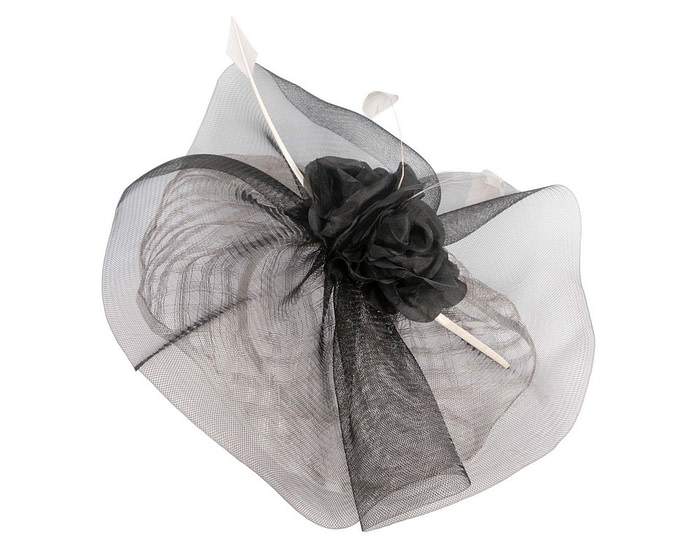 Large silver and black fascinator - Image 2