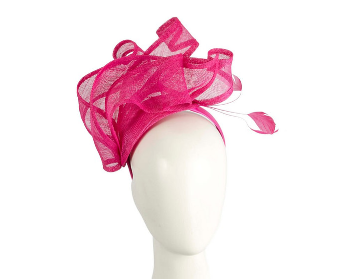 Large fuchsia sinamay fascinator MA931