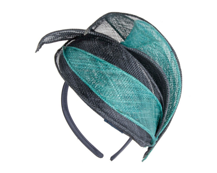 Navy & Teal sinamay pillbox fascinator by Max Alexander - Image 6