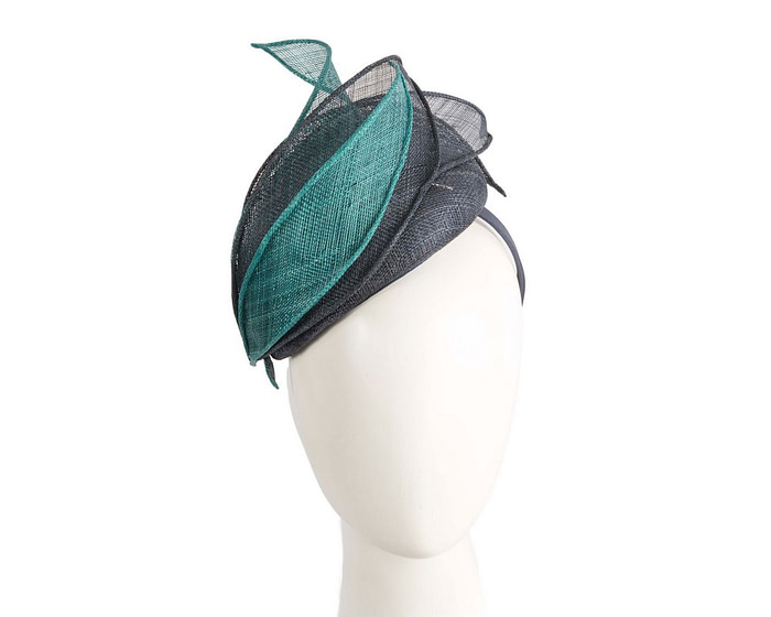 Navy & Teal sinamay pillbox fascinator by Max Alexander