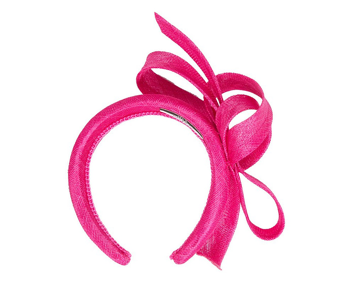 Sculpted fuchsia sinamay bow headband - Image 4