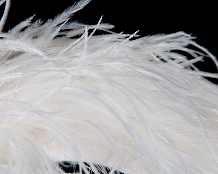 Bespoke cream headband with оstriсh feathers & bag combo - Image 3