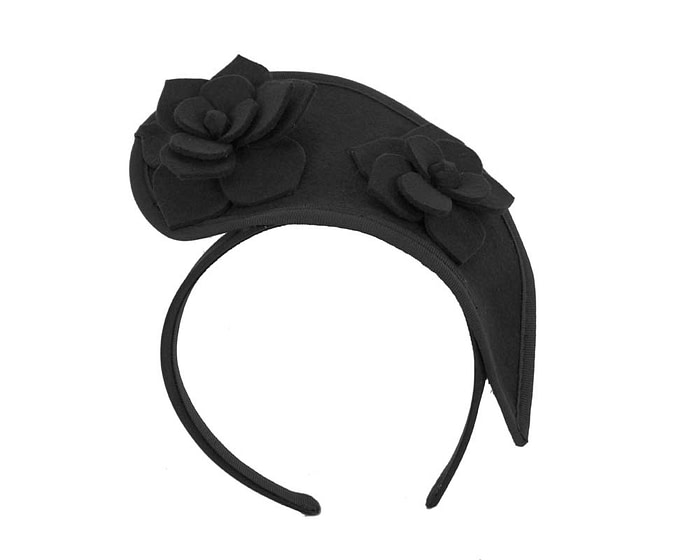 Black tall winter racing crown fascinator - Hats From OZ