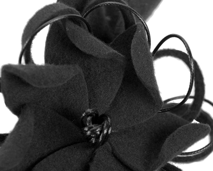 Black felt flower racing fascinator - Hats From OZ