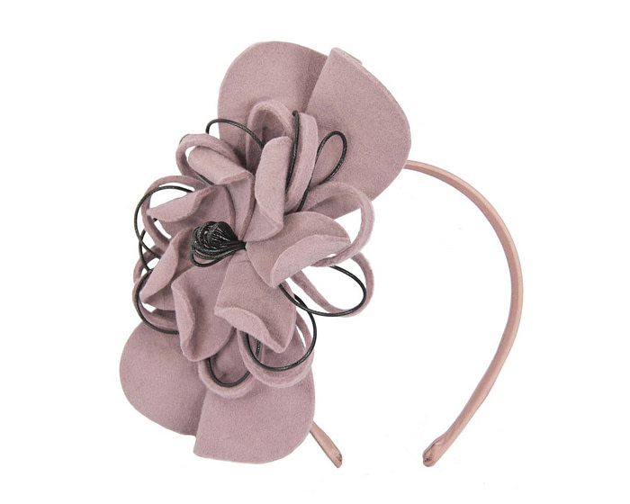 Dusty pink felt flower racing fascinator - Hats From OZ