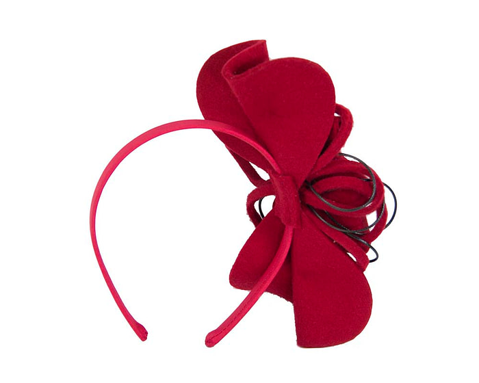 Red felt flower racing fascinator - Hats From OZ