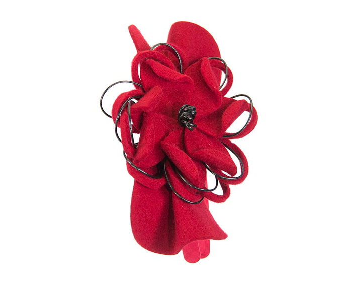 Red felt flower racing fascinator - Hats From OZ