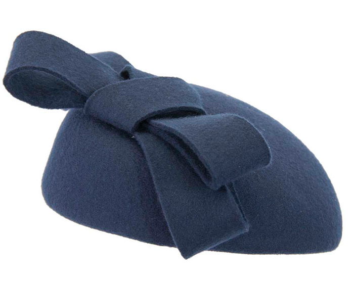 Navy felt winter racing pillbox fascinator - Hats From OZ
