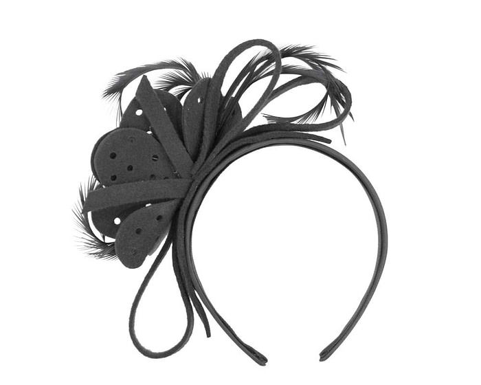 Black felt flower winter fascinator - Hats From OZ