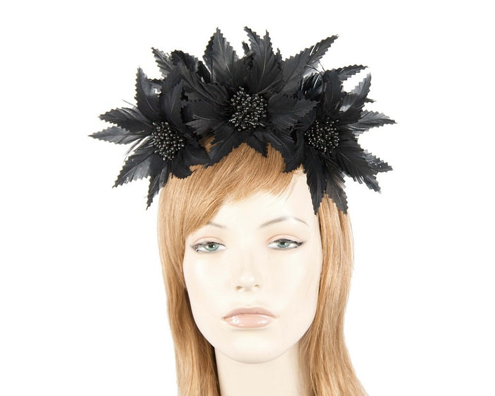 Black crown feather fascinator - Hats From OZ