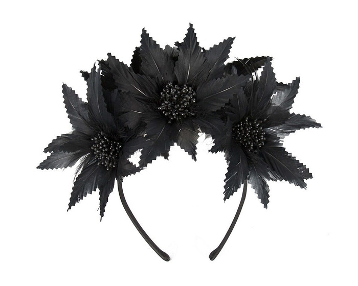 Black crown feather fascinator - Hats From OZ