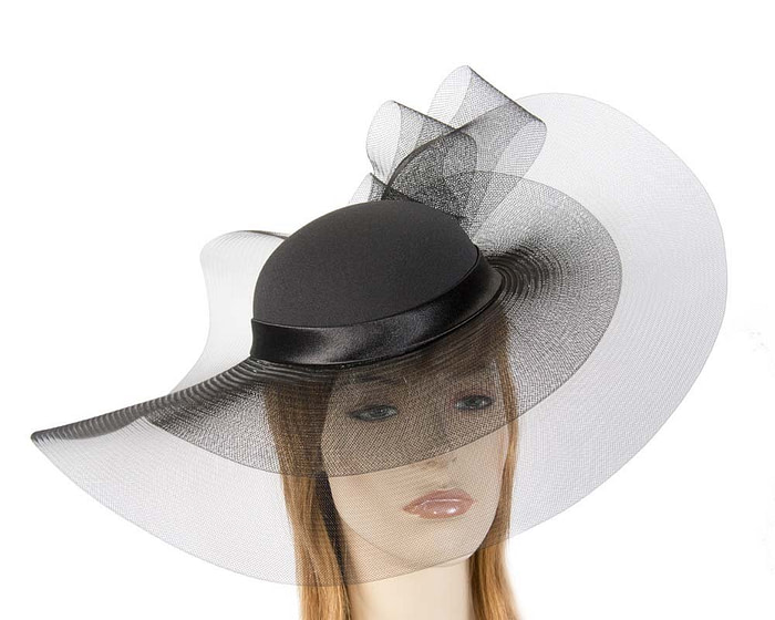 Black large brim custom made ladies hat - Hats From OZ