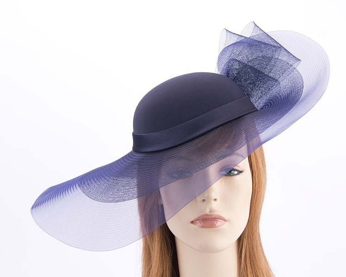 Navy large brim custom made ladies hat - Hats From OZ