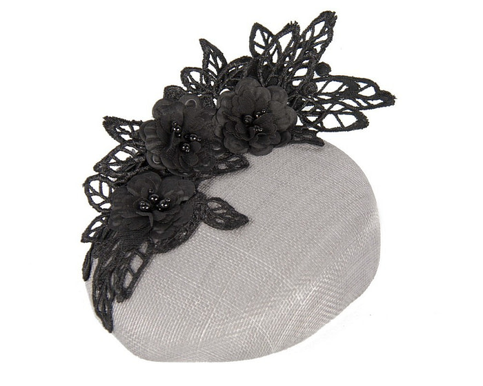 Silver pillbox with lace - Hats From OZ