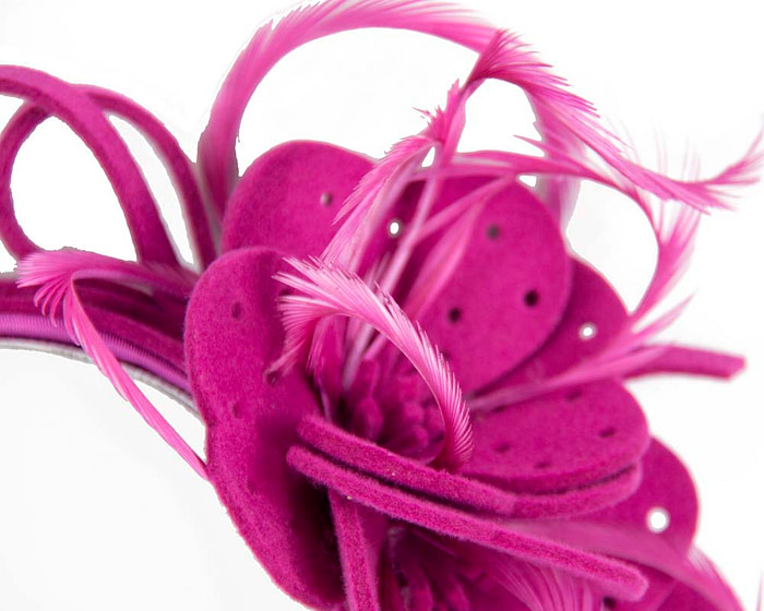 Fuchsia felt flower winter fascinator - Hats From OZ