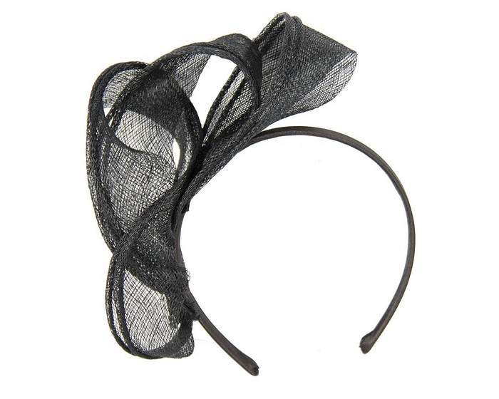 Pleated black fascinator - Hats From OZ