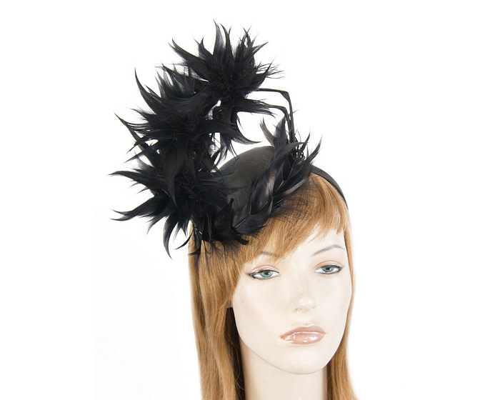 Large black feather racing fascinator by Max Alexander - Hats From OZ