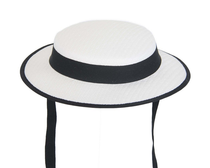 Small white & black boater hat by Max Alexander - Hats From OZ