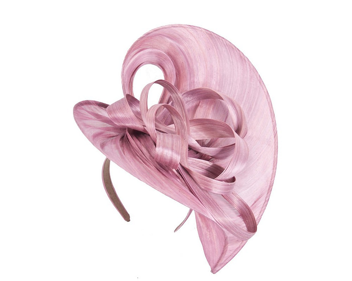 Large dusty pink silk abaca heart fascinator - Hats From OZ