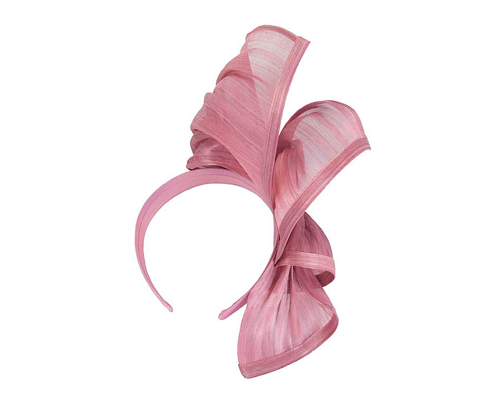 Bespoke dusty pink silk abaca racing fascinator by Fillies Collection - Hats From OZ