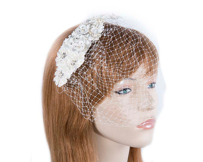 Flower bridal headpiece with veil - Hats From OZ
