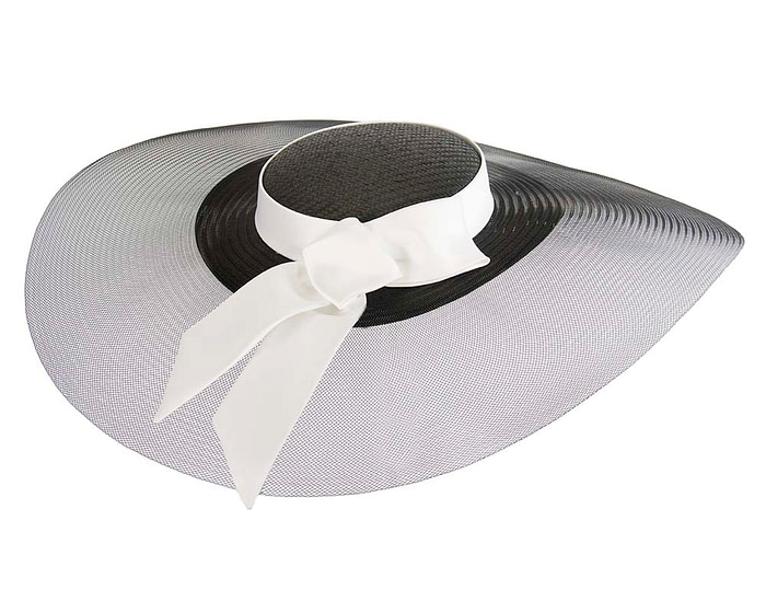 Bespoke black & white wide brim boater hat - Hats From OZ
