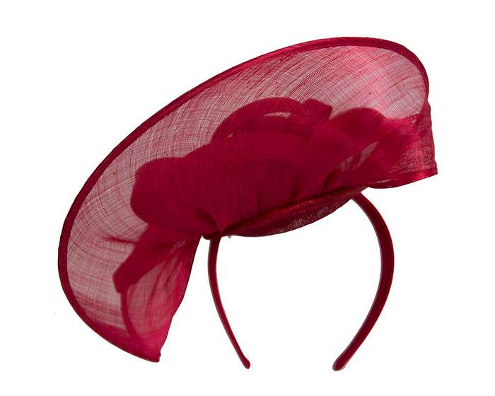 Large red silk abaca heart fascinator - Hats From OZ