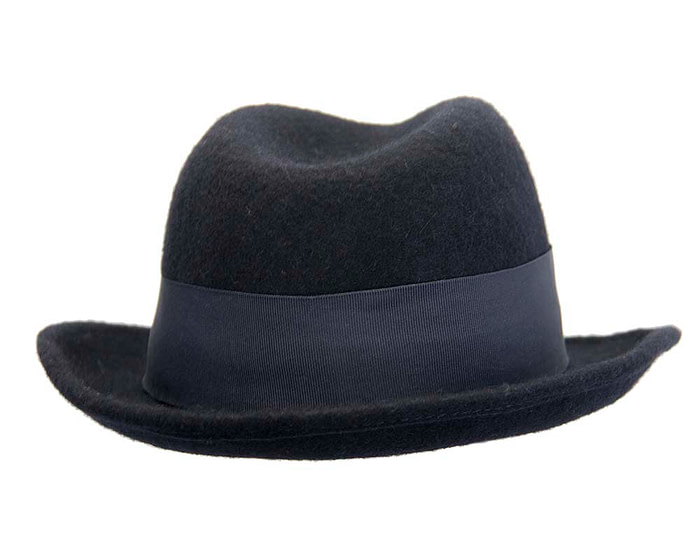French navy mohair rabbit fur unisex fedora hat - Hats From OZ