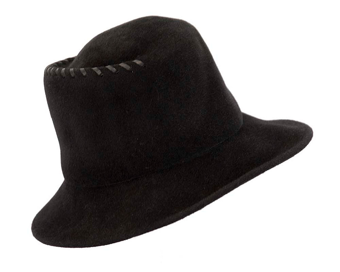 Exclusive black bucket hat with leather trim - Hats From OZ