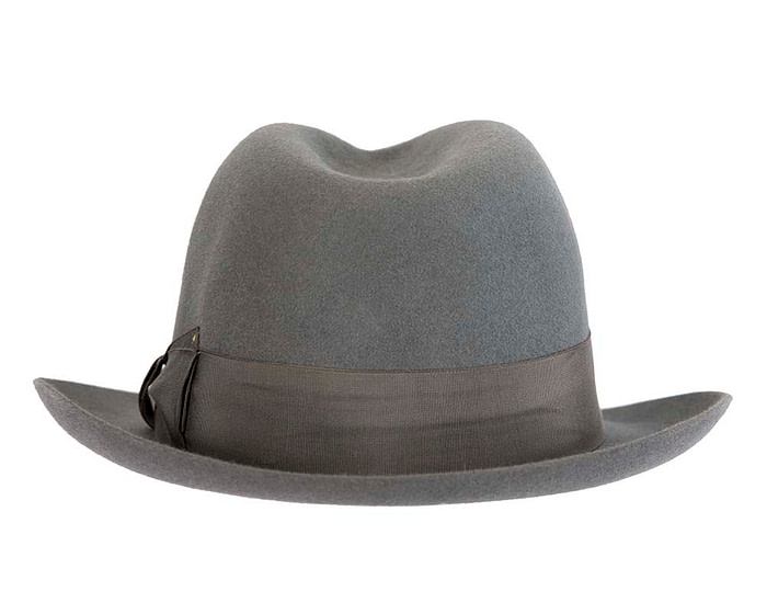Grey rabbit fur wide brim fedora hat - Hats From OZ