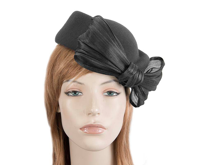 Black Jackie Onassis style felt beret by Fillies Collection - Hats From OZ