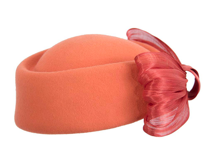 Orange Jackie Onassis style felt beret by Fillies Collection - Hats From OZ