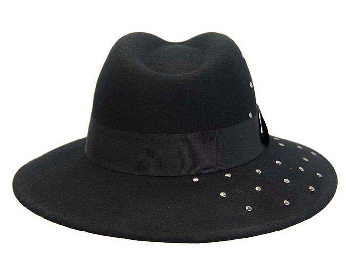 Exclusive wide brim black fedora felt hat by Max Alexander - Hats From OZ
