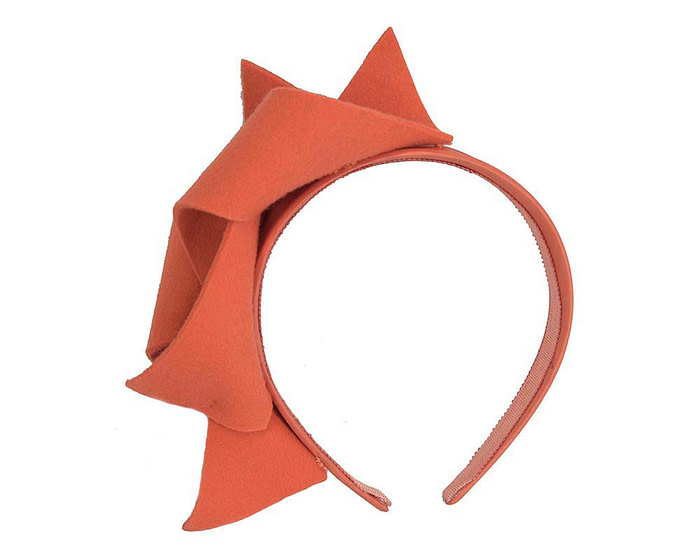 Burnt orange felt twisted fascinator headband by Max Alexander - Hats From OZ