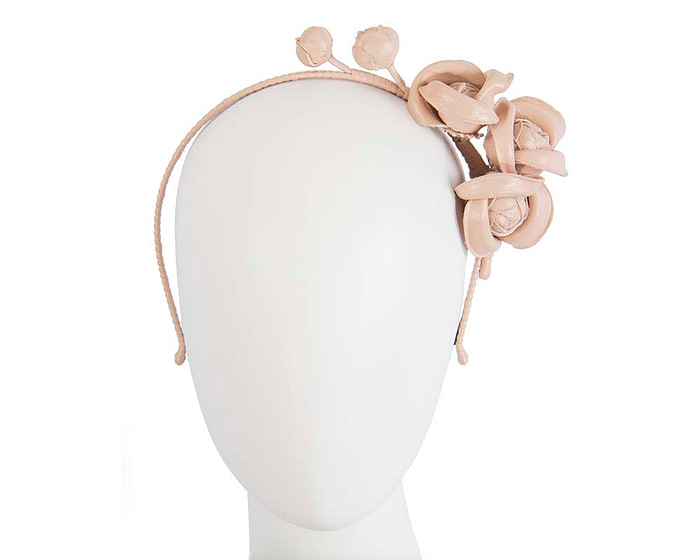 Nude leather flowers headband by Max Alexander - Hats From OZ