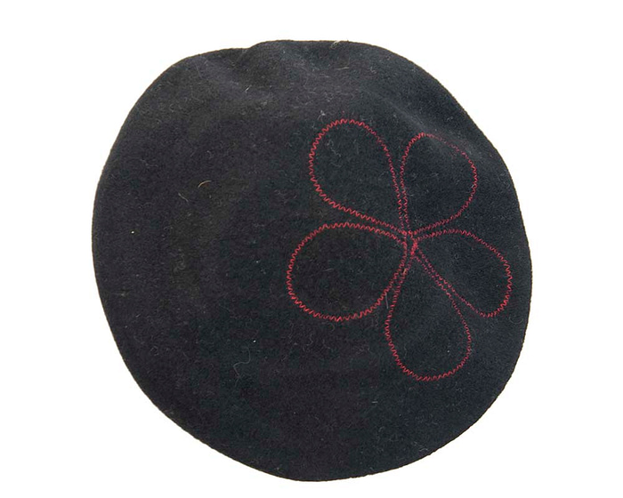 Black embroidered winter beret by Max Alexander - Hats From OZ