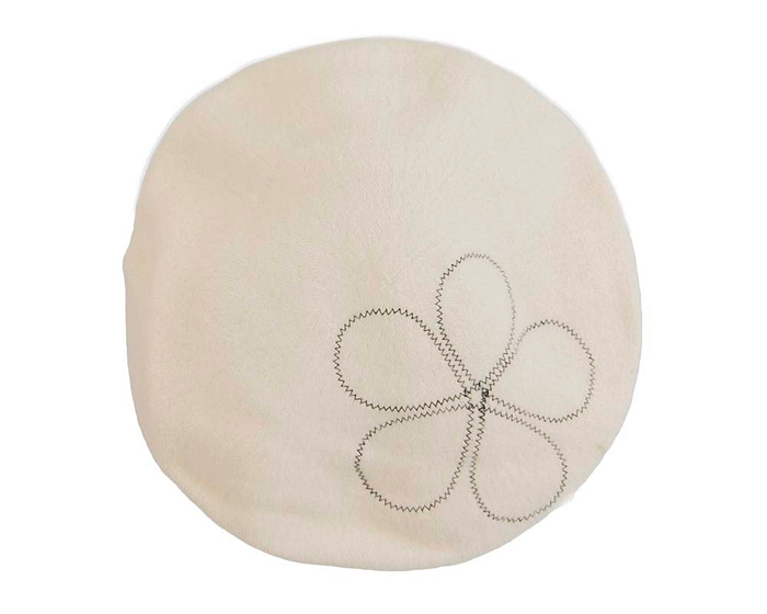 Cream embroidered winter beret by Max Alexander - Hats From OZ