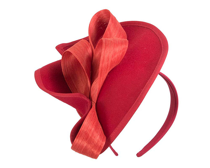 Twisted red & orange felt fascinator by Fillies Collection - Hats From OZ