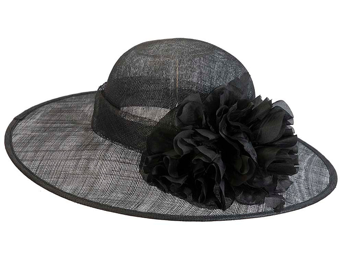 Black fashion racing hat with flower by Max Alexander - Hats From OZ