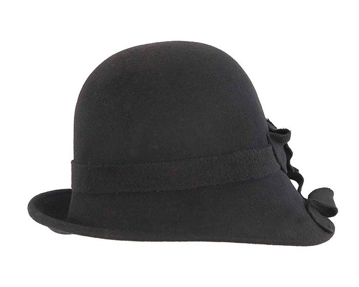 Elegant black winter fashion cloche hat by Cupids Millinery - Hats From OZ