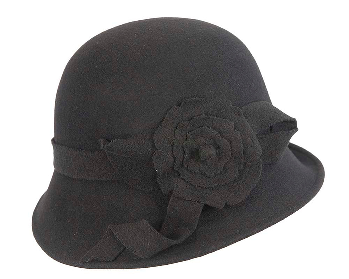 Elegant black winter fashion cloche hat by Cupids Millinery - Hats From OZ