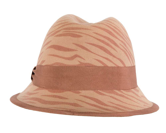 Animal print winter felt winter fedora hat by Cupids Millinery - Hats From OZ