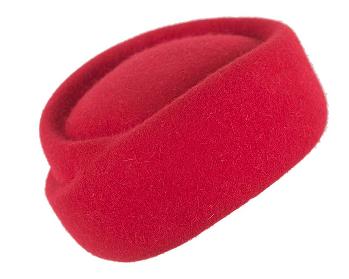 Red winter felt stewardess hat by Cupids Millinery - Hats From OZ