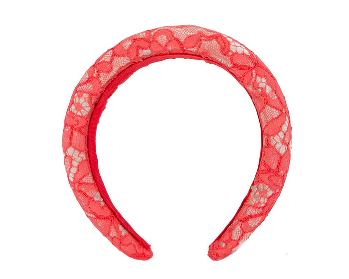 Bright coral headband by Cupids Millinery Melbourne - Hats From OZ