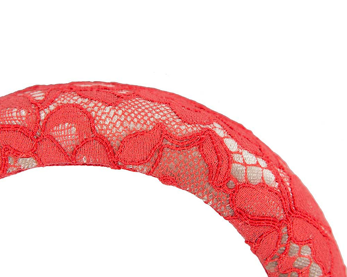 Bright coral headband by Cupids Millinery Melbourne - Hats From OZ