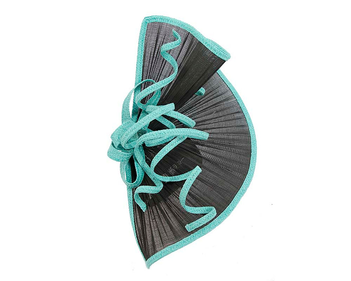 Large black & turquoise jinsin racing fascinator by Fillies Collection - Hats From OZ